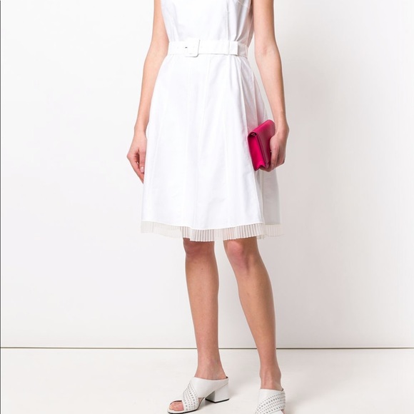 Marc Jacobs White Mid-Length Pleated Belted Dress - Picture 2 of 6